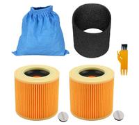 5 PCS Replacement HEPA Filter Kits For Karcher MV1 WD1 WD2 WD3 Vacuum, 2 Hepa Filters, 1 Textile Filter Bags, 1 Wet And Dry Foam Filters, 1 Cleaning brush