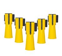 5 Pcs Retractable Traffic Cone Topper Tape - 3 Meter | Cone Belt Barrier Yellow | Cone Mountable Emergency Warning Belt | High Visibility Yellow Retractable Topper for Traffic Cone
