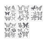 5 Pcs Reusable PET Stencils 6.7 X 5 Inch Butterfly Flower Drawing Template for Wall Decor Wooden Sign Art Craft Project Reusable Stencils for Kids Creativity