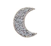5 Pcs Rhinestones Crystal Embroidered Moon Sticker Applique Iron-on Transfer Moon Badges Bling (White)