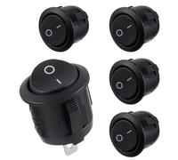 5 pcs Rocker Switch, 2 Pins 2 Position On/Off Switch Round Press Toggle Button SPST 2Pin Switch Snap-in Latching Mini Toggle Switch AC 6A/250V 10A/125V for Car Auto Boat Household Appliances