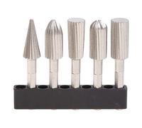 5 Pcs Rotary Rasp Cutter Files 1/4"/6.35mm Grinder Drill Bit HSS Burrs File Tool for Engraving Woodworking