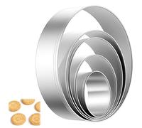 5 Pcs Round Cookie Cutter Set, Stainless Steel Geometric Edge Cookie Cutters Circle Fondant Biscuit Sandwich Cheese Cutter Round Donut Ring Molds Tools, 5 Sizes (1.5, 2.2, 2.7, 3, 4 Inch)
