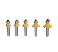 5 Pcs Round Over Router Bit Set, Carbide Corner Rounding Router Bit, 8mm Shank Woodworking Milling Cutter for Hardwood Plywood MDF with Anti - Kickback Design and PTFE