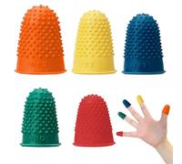 5 PCS Rubber Finger Protectors, 5 Sizes Colourful Thimbles for Finger Tips Protecting in Money Counting and Sorting Tasks