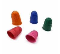 5 Pcs Rubber Finger Thimbles, 5 Sizes Colourful Finger Protector Covers, Flexible Finger Protectors for Hand Sewing, Crafts, Paperwork, Money Counting and Grip Support