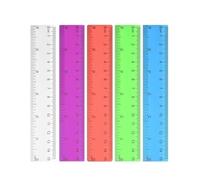 5 Pcs Rulers Multipack, Plastic Ruler 15 cm / 6 Inch Shatterproof Colorful Transparent Straight Measuring Rulers, Multipack Long Clear Coloured Ruler for Kids School Gift Office