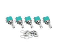 5 pcs RV097NS Potentiometer with Switch 5PIN Sealed B1K/5K/10K/20K/50K/100K/500K Ohm Linear Variable Resistor for Audio Volume Control, 6 mm Knurled Shaft, Top Adjustment Type