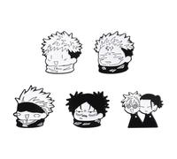 5 Pcs Satoru Getos Suguru Figure Badge, Black and White Cute Pins Brooch, Anime Jujuts Metal Badge, Cosplay Backpack Decorations