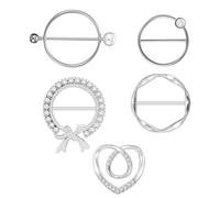 5 Pcs Scarf Rings Clips, Shirt Ties Clips for Women Clothing Scarf Buckle Rings Clothes Corner Knotted Button Zinc Alloy Circle Round Clip for Loose T-Shirt Clothes