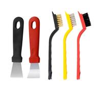 5 Pcs Scraper and Brush for Cleaning, Oven and Grease Scraper, Oven-Cleaning Tool with 2 Scrapers and 3 Brushes, None-Scratches Cleaning Scraper for Freezer, Stoves, Induction Hob(Color:Colorful)