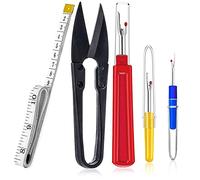5 Pcs Seam Rippers Set with Trimming Scissor & Tailoring Soft Tape Measure Dual Sided Body Measuring Sewing Tape, Stitch Unpicker Mini Snips Yarn Thread Remover Cutter Tool Kit