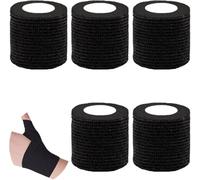 5 PCS Self Adhesive Bandage Wrap, 2In x 14.8Ft First Aid Wrap Waterproof, Non-Woven Elastic Bandage for Sports Supply, Ankle Sprains, Swelling and Wrist, Vet Wrap for Animals Pet(Black)