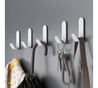5 PCS Self Adhesive Hooks, Extra Strong Sticky Hook Without Nails, Holds up to 2.5 KG for Kitchen Bathroom Hanging Clothes Towels Key (White)