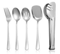 5 PCS Serving Spoon Set, Serving Spoons Large, Serving Spoons Set with a 3-Wire Clip, Long Handle Soup Spoons, Cooking Spoon Kitchen Tool, for Serving Kitchen Cooking Restaurant Banquet