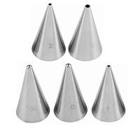 5 Pcs Set 304 Stainless Steel Piping Tips Cake Pastry Tool Set Piping Nozzles Set Tiny Round Decorating Nozzles Detail Tips for Cakes Cupcakes Macaron Cookies Baking Supplies