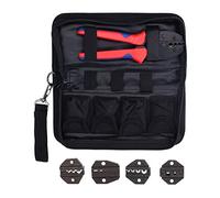 5 Pcs/Set Carbon Steel Crimping Pliers, Ratcheting Crimping Tool Set, Professional Wire Crimper with Adjustable Strength for Insulated and Uninsulated Cables, Includes 4 Replacemen