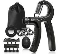 5 Pcs Set Grip Strengthener, 5-60 kg Adjustable Hand Grips Strengthener with Monitor, Finger Stretcher, Stress Relief Grip, for Athletes and Musicians
