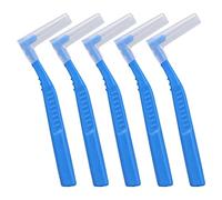 5 Pcs/Set L Interdental Brush, Flat Line Design Portable Interdental Brushes, Great Tension Toothbrush with Non Slip PP Handle for Effective Cleaning of The Mouth(Blue)