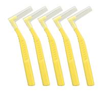 5 Pcs/Set L Interdental Brush, Flat Line Design Portable Interdental Brushes, Great Tension Toothbrush with Non Slip PP Handle for Effective Cleaning of The Mouth(Yellow)