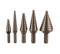 5 Pcs Set Step Drill Bit 3/16 to 1-3/8 Inch