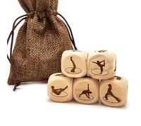 5 Pcs/Set Wooden Yoga Dice Set, Laser Engraved Yoga Pose Silhouette Pattern Wood Rolling Dices, Gift for Women Yogis
