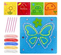 5 PCS Sewing Kit for Kids, First Sewing Kit for Girls,Children's Handmade Felt Fabric, Sewing Pleasure, for Children Aged 3-12, Material Cards,Colored Threads,Needles,Threading Toys Gifts for Children