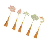 5 Pcs Shape Page Marker Metal Bookmarks Creative Book Markers Chinese Styles Bookmarks Reading Supplies for Student