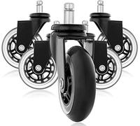 5 Pcs Silent Rubber Office Chair Replacement Casters, Office Chair casters for Chairs - Ideal for Parquet, Carpet, Laminate Flooring and Tiles (11x22mm)