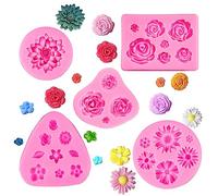 5 Pcs Silicone 3D Rose Moulds - Fondant & Chocolate Flower Icing Moulds for Cake Decorating, Baking, Soap & Candy