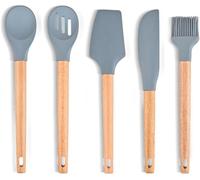 5 Pcs Silicone Spatula Set, Food Grade Rubber Spatula, Non Stick Upgrade Strong Handle with Ergonomic Grip, Heat Resistant Up to 600°F for Cooking, Baking, Mixing, Frosting (5 Pcs)