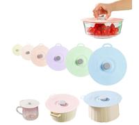 5 Pcs Silicone Suction Lids, Reusable Silicone Dustproof Heat Resistant Lids for Mugs,Microwave-Safe, Dishwasher Safe, Round Design, Non-Slip Easy To Hold, Elegant Kitchen Lid (B)