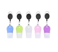 5 Pcs Silicone Travel Bottles Set, Portable Refillable Bottle with Retractable Carabiner Leak-Proof Empty Travel Containers for Liquid Hand Soap Toiletries, 38ml