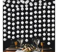 5 Pcs Silver Garland Glitter Circle Dots Garland, PLULON 65 Ft Hanging Paper Polka Dot Streamer Backdrop Banner for Silver Party Decor Birthday Baby Shower Wedding Classroom Stitch Party