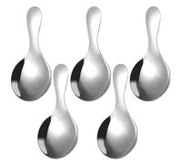 5 PCS Silver Short Handle Spoons,Stainless Steel Spoons for Canisters Silver Mini Scoops Candy Scoops for Salt Sugar Condiments Coffee Tea Dessert
