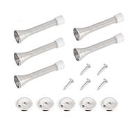 5 Pcs Silver Spring Door Stop Set,Thickened Iron Metal Door Stops Stainless Steel Rubber Door Stopper Indoor Outdoor Doorstops with Screws for Skirtings Walls