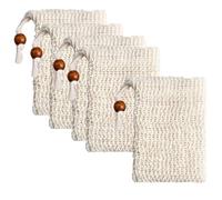 5 PCS Sisal Soap Bag with Drawstring Natural Soap Saver Pouch for Shower Bath