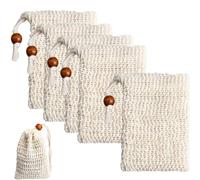 5 PCS Sisal Soap Bag with Drawstring Natural Soap Saver Pouch for Shower Bath