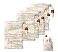 5 PCS Sisal Soap Bag with Drawstring Natural Soap Saver Pouch for Shower Bath
