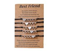 5 Pcs Sisters Best Friend Matching For Friendship Heart Long Distance Card Girls Women Stainless Steel Bracelets For Men Women