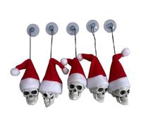 5 Pcs Skeleton Head Decoration with Santa Hat Holiday Party Christmas Tree Halloween Hanging Decoration Shop Window Holiday Display