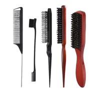 5 Pcs Slick Back Hair Brush Set, Teasing & Smoothing Hair Brush, Beard & Hair Smoothing Comb, Rat Tail Comb with Double-Sided Edge, Styling Brush Set for Me