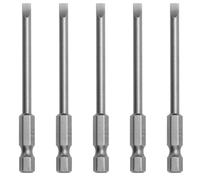 5 Pcs Slotted Screwdriver Bits 4mm Long Screwdriver Bits 1/4 Inch Hex Shank Magnetic Flat Head S2 Steel Screw Driver Drive Drill Bits Power Tool for Electric Screwdrivers, 75mm Long