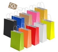 5 Pcs Small Assorted Paper Party Bags with Handles Colourful Paper Gift Bags for Kids Parties Weddings Birthdays Baby Showers Xmas and Sweets 18x22x8cm Kraft Bags