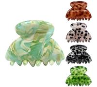 5 Pcs Small Hair Claw Clip, Acetate Claw Clips for Women, Flat Jaw Clips, Non-Slip Geometric Hollow Mini Hair Accessories, 5 Mixed Patterns, for Office Daily Half-Up Styling