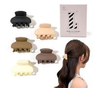 5 Pcs Small Hair Clips for Women - 1.7-inch Matte Double Row Teeth Claw Clips for Thick Thin Medium Hairstyles，Nonslip Cute Clamps Hair Accessories for Women Strong Hold，Neutral Color，Black Brown