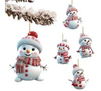 5 PCS Small Ideas 2D Snowman Christmas Ornament Mini Xmas Tree Charms Decoration Set with Strings Santa Craft Present Garden House Window Wall Wreath Party Bag Outdoor Hanging Bauble Decor for Girl