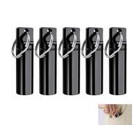 5 Pcs Small Portable Pill Box Keychain, Aluminium Alloy Mini Pill Organizer Case Container, Waterproof Container with Keyring, Metal Vials Bottle for Outdoor Camping Hiking Purse Pocket Storage(Black)