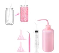 5 Pcs Snow Globe Tumbler Supplies for Glitter Snow Globe, DIY Snow Globes Cup Accessories Kit Contains Plastic Squeeze Bottle Funnel Tweezers Bent Syringe, Essential Tools for Glitter Tumblers Craft