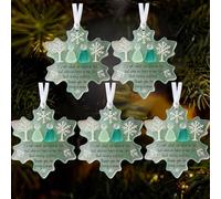 5 PCS Snowflake Shaped Acrylic Friendship Christmas Decorations, Friendship Gift For Women,Snowflake Ornament For Christmas Tree Thank You Keepsake Gift Sentimental Love Pendant (2D Sea Glass Print)